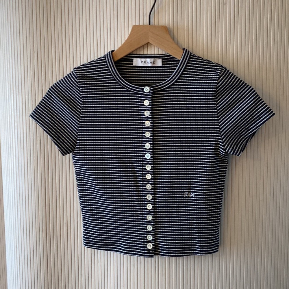 FRAME Striped Knit Baby Tee